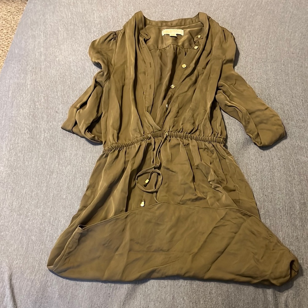 Michael Kors Long sleeve, button up tie dress.